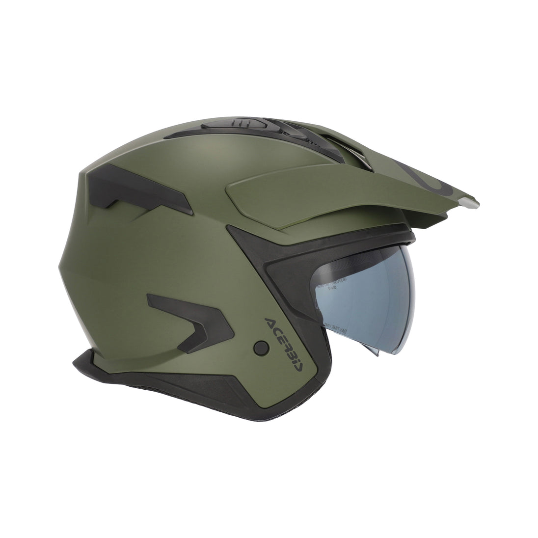 Acerbis Casco Jet Aria Evo Solid Verde Militare vista 3