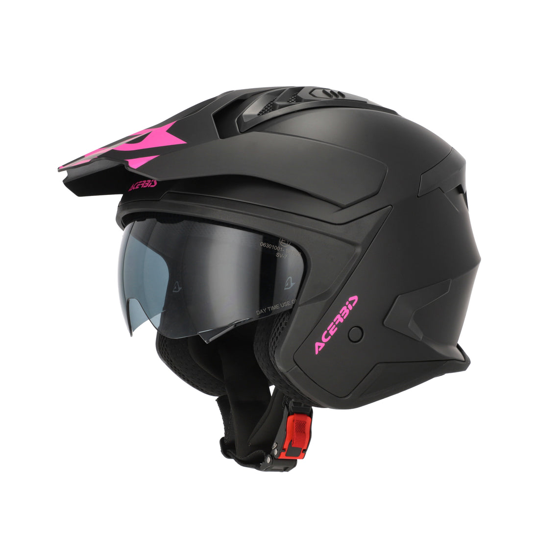 Acerbis Casco Jet Aria Evo Solid Nero/Rosa vista 2