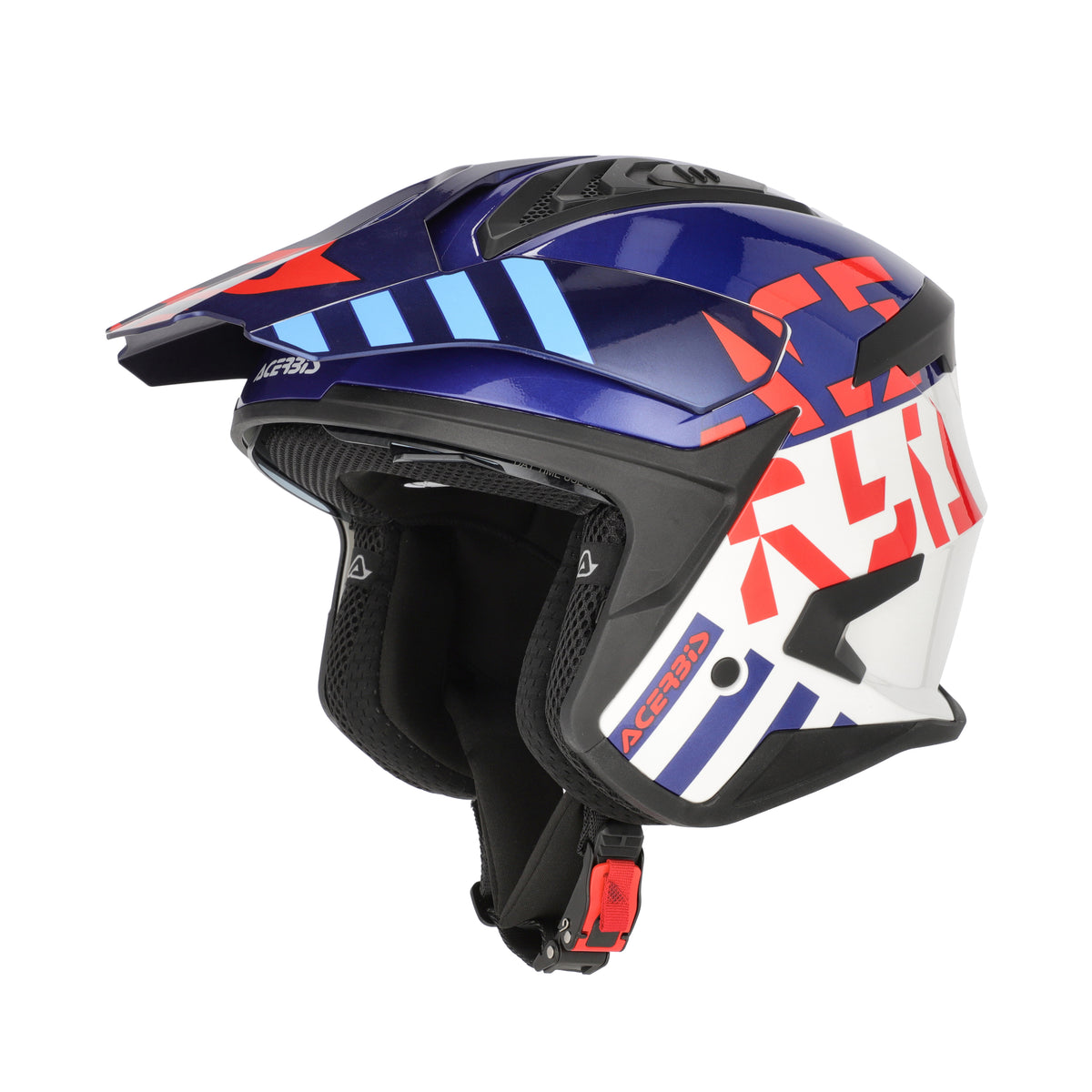 Acerbis Casco Jet Aria Evo Graphic Bianco/Blu/Rosso vista 1