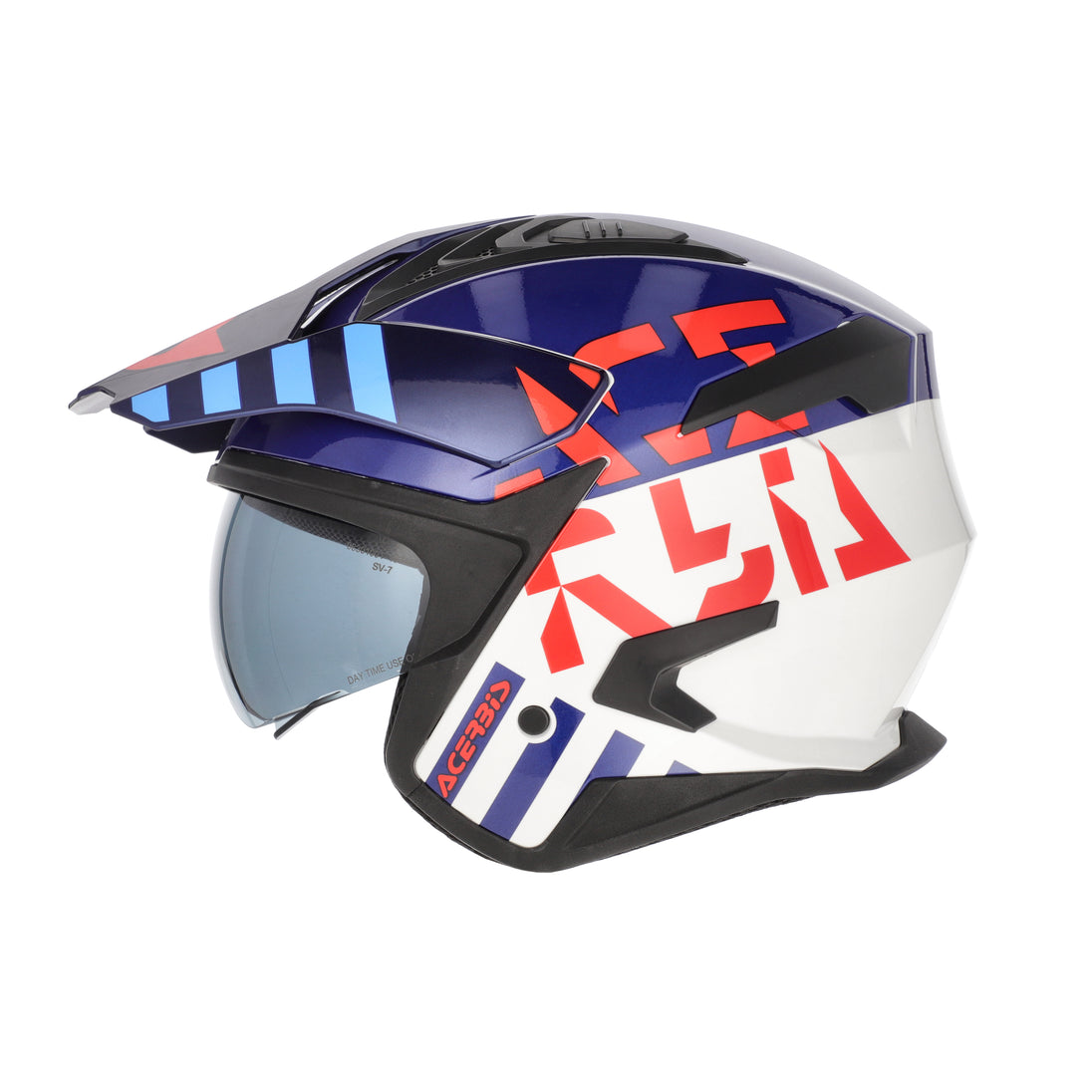 Acerbis Casco Jet Aria Evo Graphic Bianco/Blu/Rosso vista 4