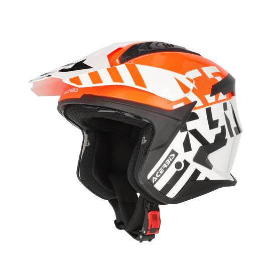 Acerbis Casco Jet Aria Evo Graphic Bianco/Arancio vista 1
