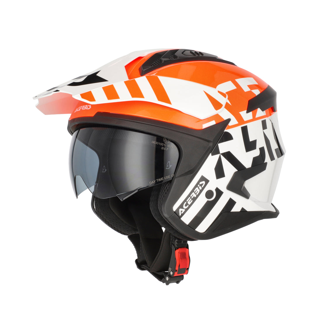 Acerbis Casco Jet Aria Evo Graphic Bianco/Arancio vista 2