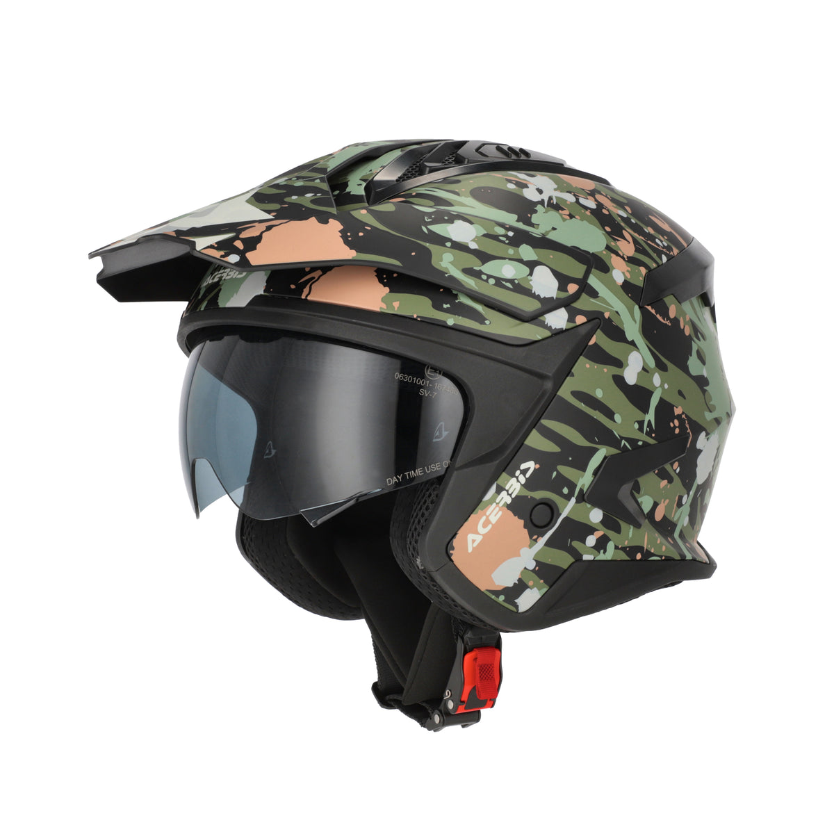Acerbis Casco Jet Aria Evo Graphic Verde/Marrone vista 2