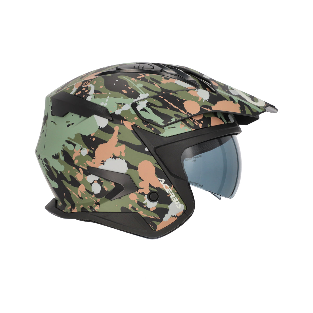 Acerbis Casco Jet Aria Evo Graphic Verde/Marrone vista 3