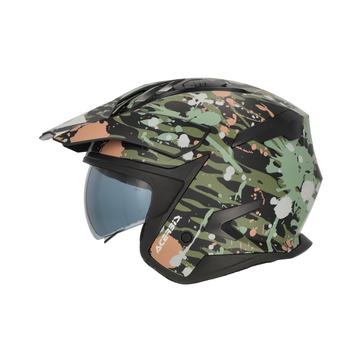 Acerbis Casco Jet Aria Evo Graphic Verde/Marrone vista 4