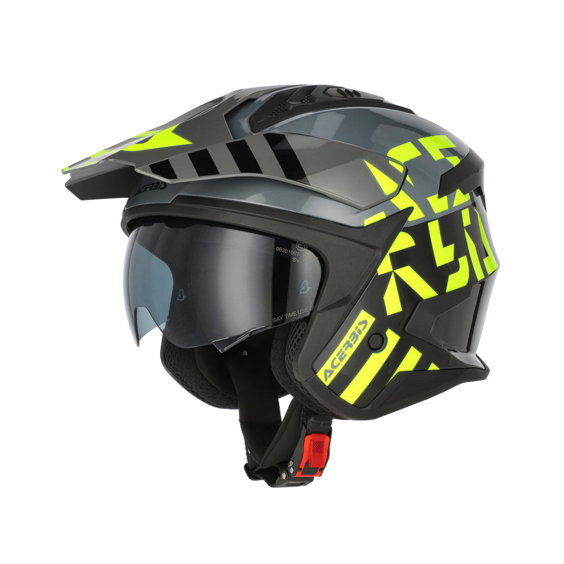 Acerbis Casco Jet Aria Evo Graphic Nero/Giallo Fluo (444) vista 2
