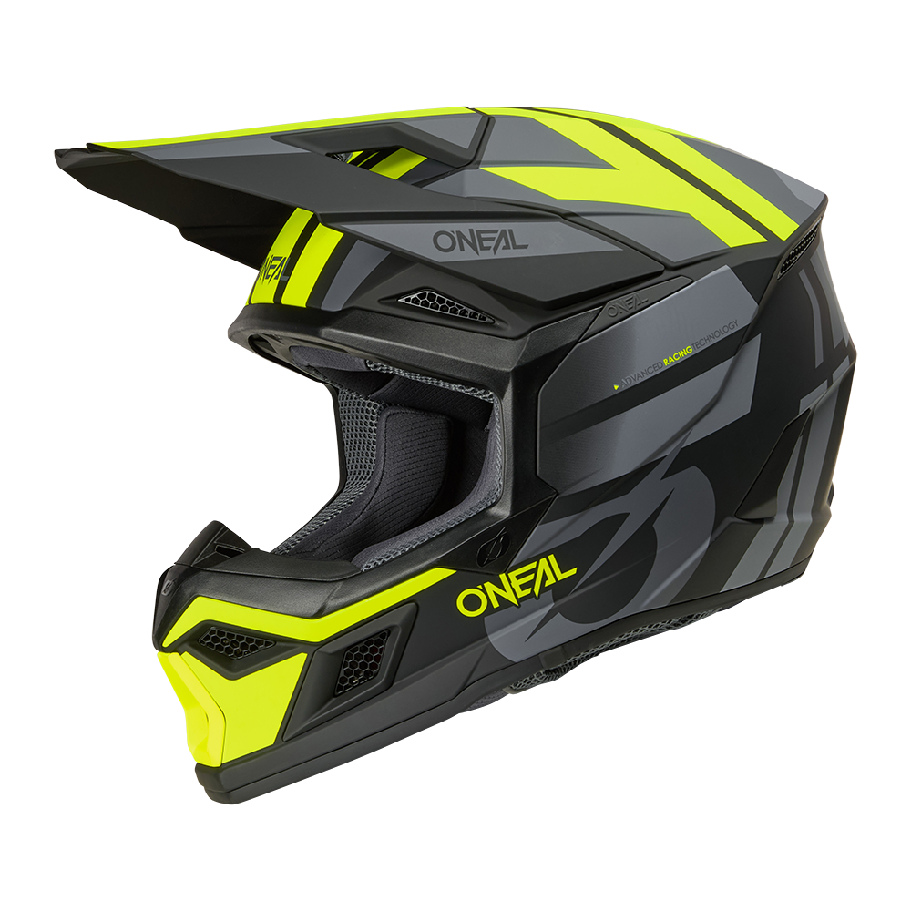 O'neal casco cross 3SRS RIDE nero/grigio/neon giallo