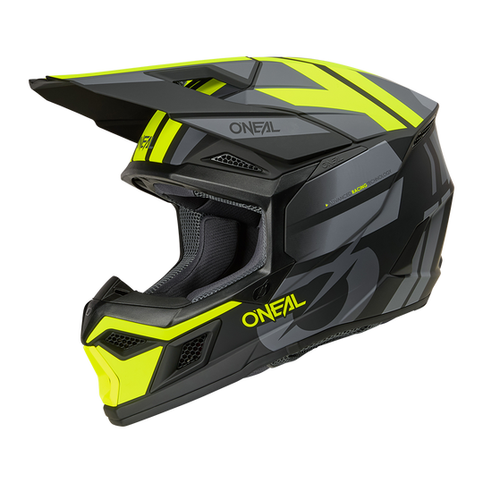 O'neal casco cross 3SRS RIDE nero/grigio/neon giallo