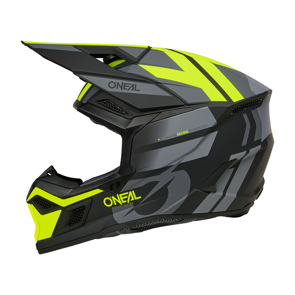 O'neal casco cross 3SRS RIDE nero/grigio/neon giallo