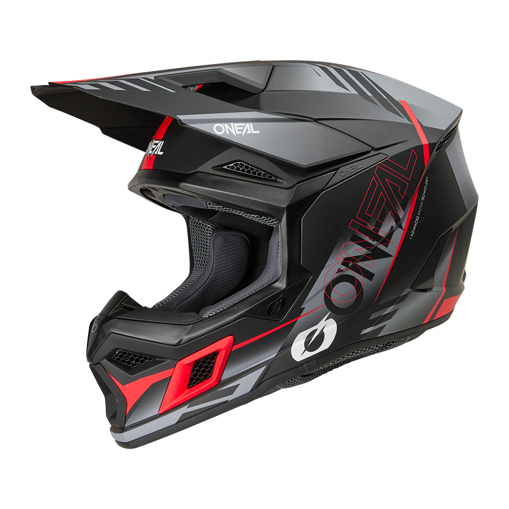 O'neal casco cross 3SRS HAZE nero/grigio/rosso