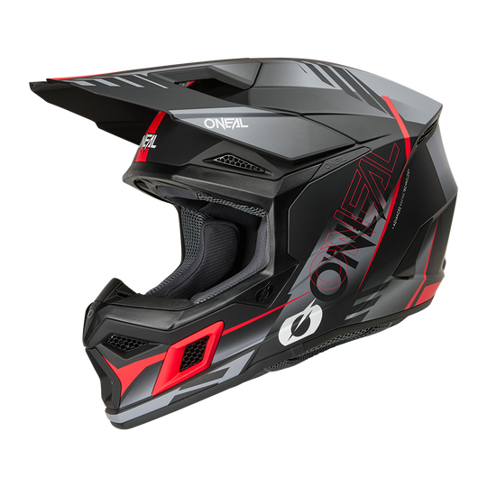 O'neal casco cross 3SRS HAZE nero/grigio/rosso