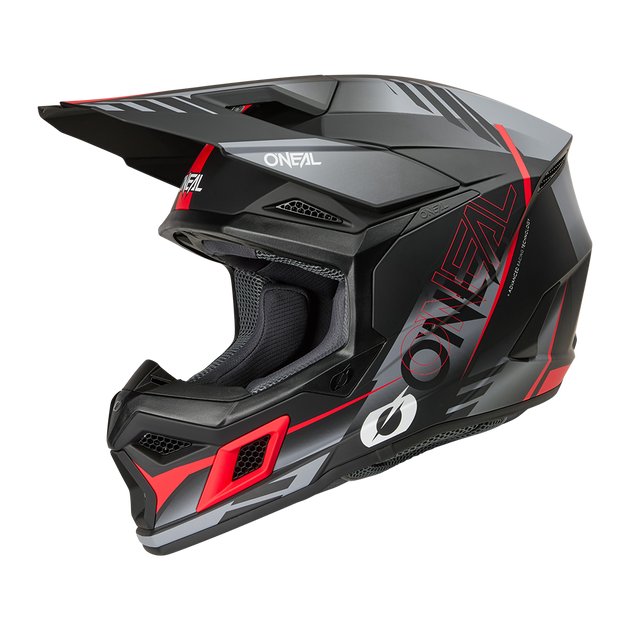 O'neal casco cross 3SRS HAZE nero/grigio/rosso