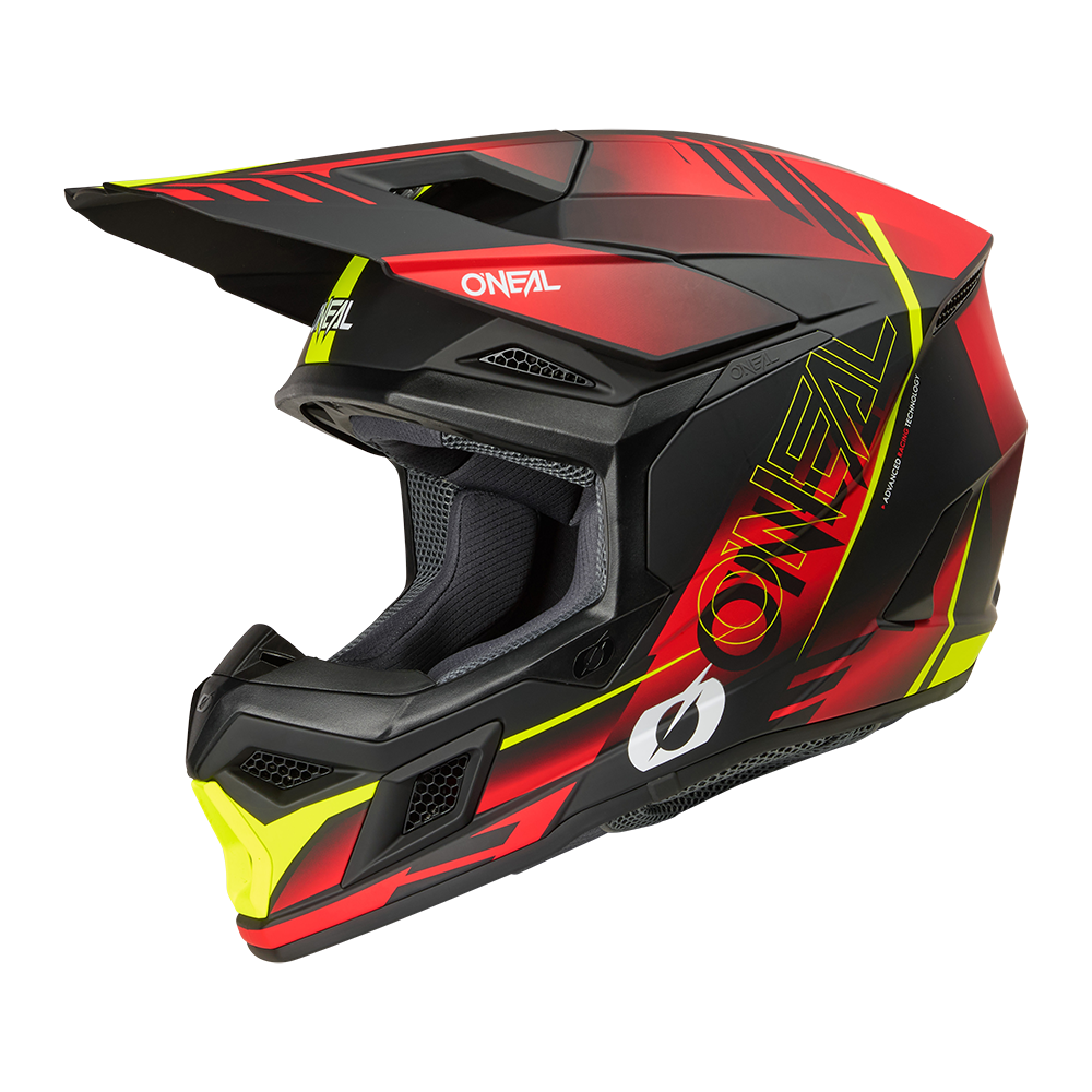O'neal casco cross 3SRS HAZE nero/rossa/neon giallo