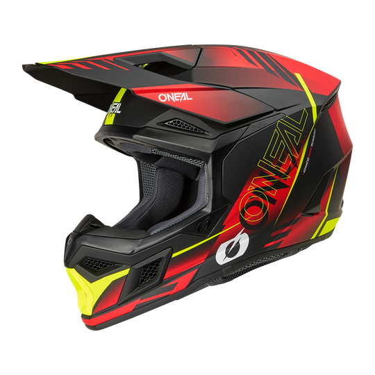 O'neal casco cross 3SRS HAZE nero/rossa/neon giallo