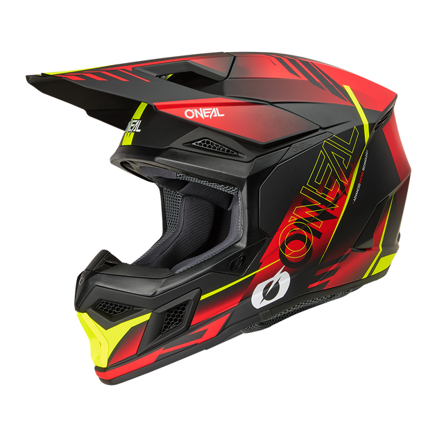 O'neal casco cross 3SRS HAZE nero/rossa/neon giallo