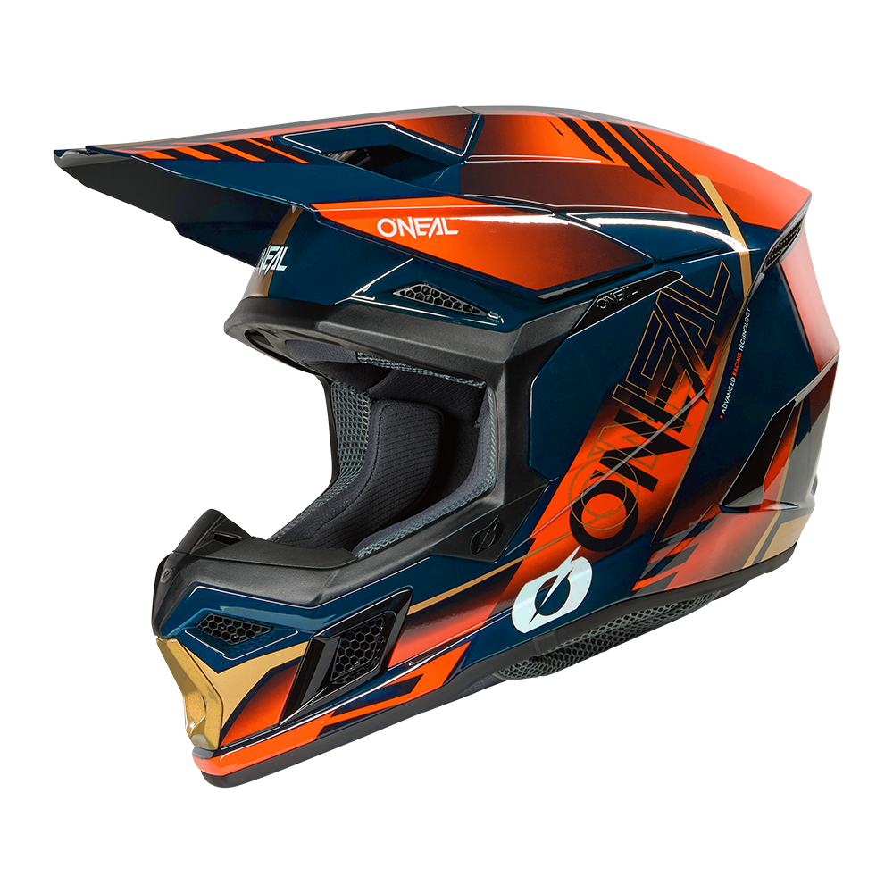 O'neal casco cross 3SRS HAZE blu/arancio/oro