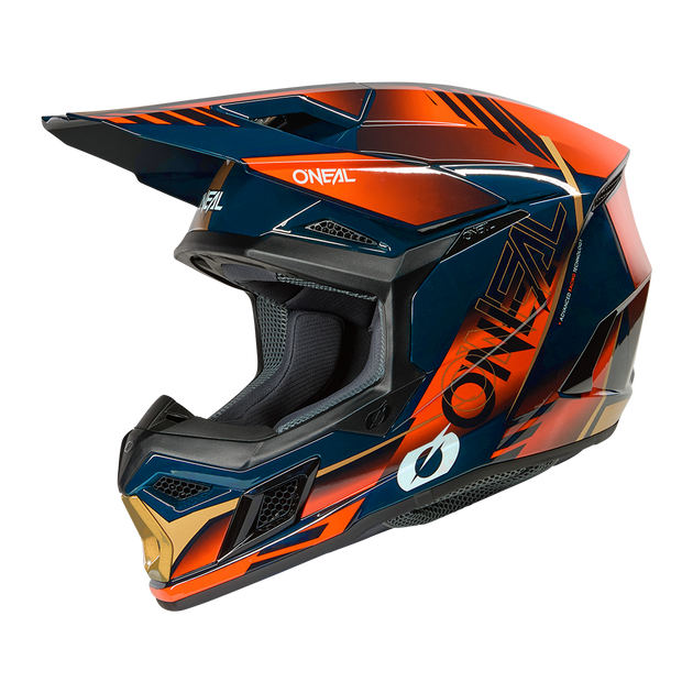 O'neal casco cross 3SRS HAZE blu/arancio/oro