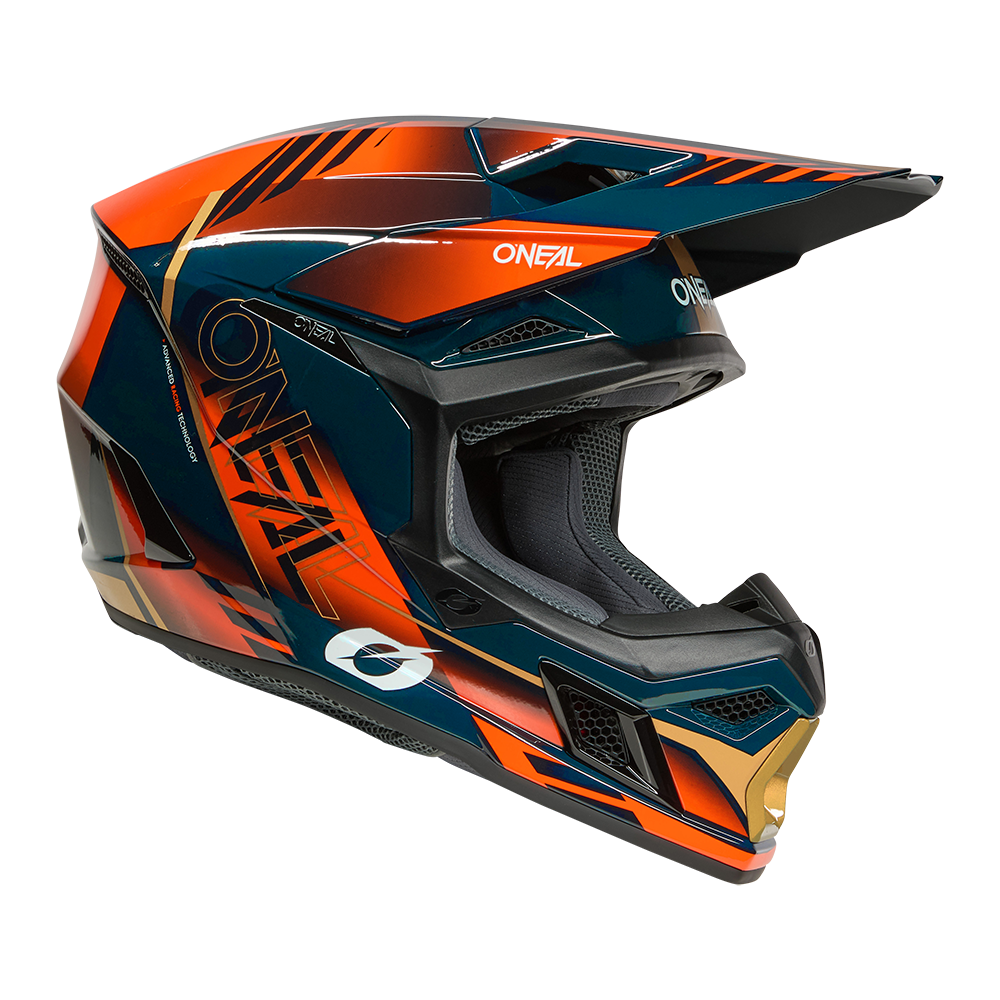 O'neal casco cross 3SRS HAZE blu/arancio/oro