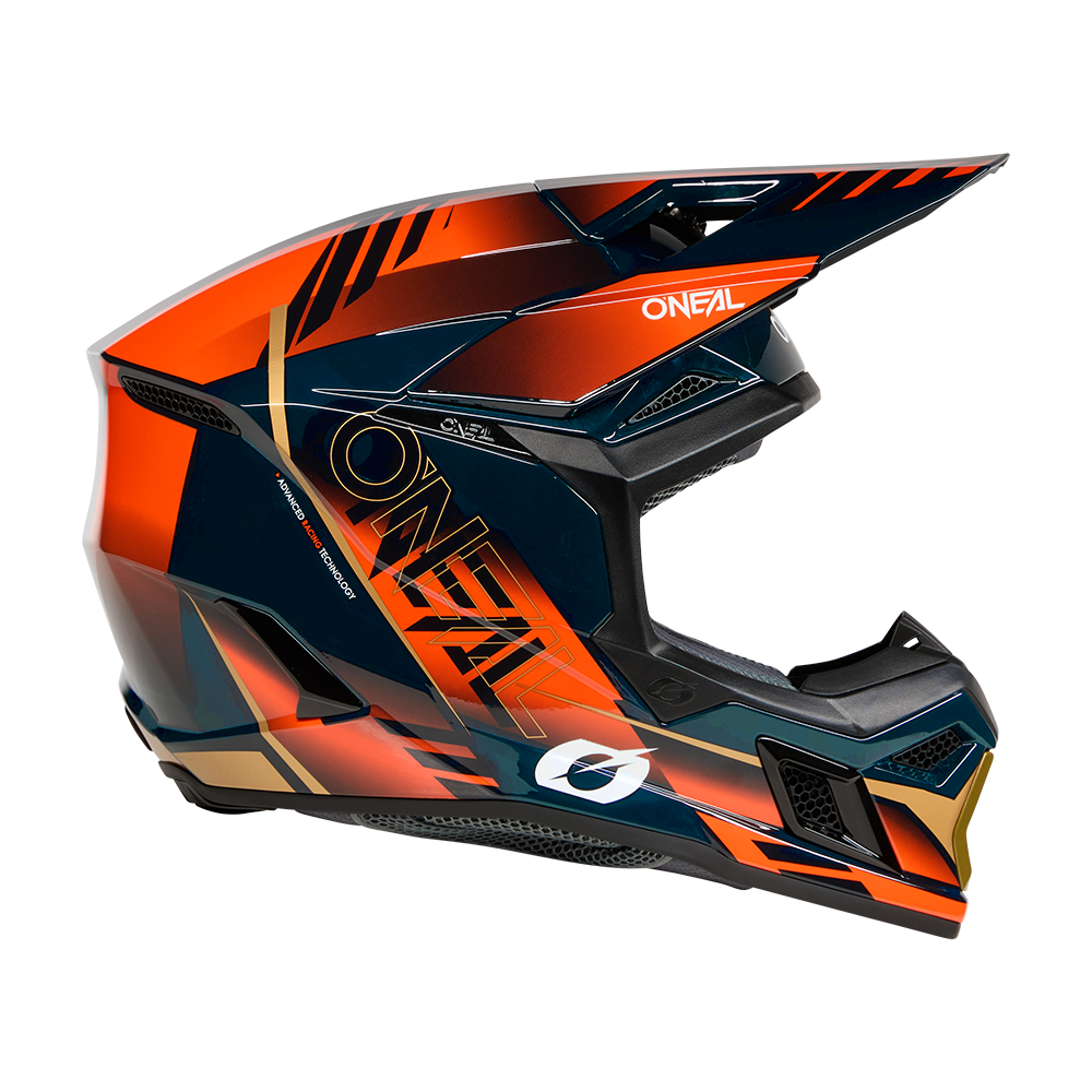 O'neal casco cross 3SRS HAZE blu/arancio/oro