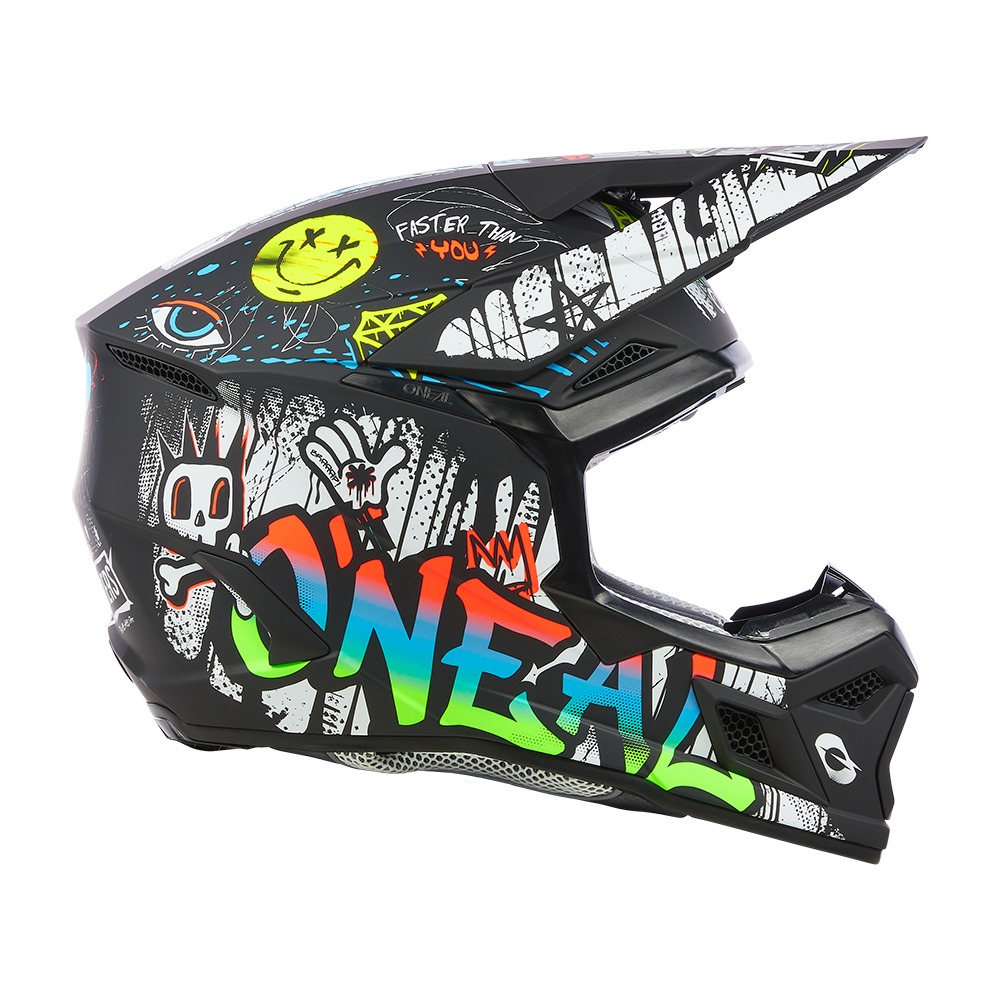 O'neal casco cross 3SRS Youth RANCID nero/bianco