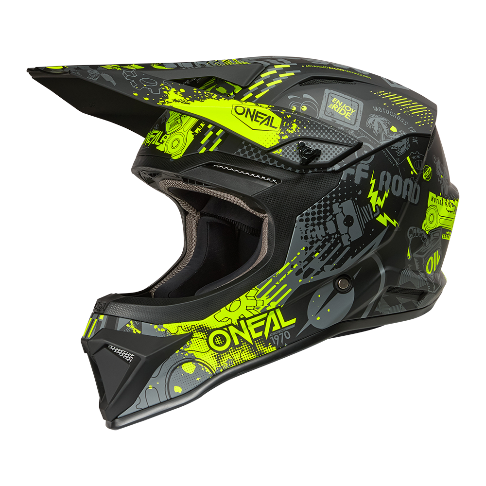 O'neal casco cross 1SRS VIBRANT nero/neon giallo