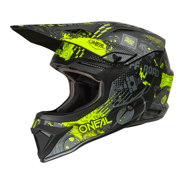 O'neal casco cross 1SRS VIBRANT nero/neon giallo