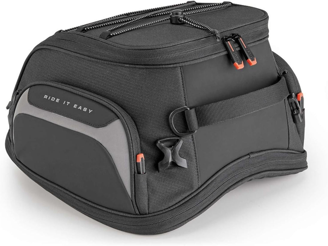 GIVI Borsa da Sella Moto EASY08 19-23L Estensibile con Copertura Antipioggia e Fissaggio a Cinghie - Nero