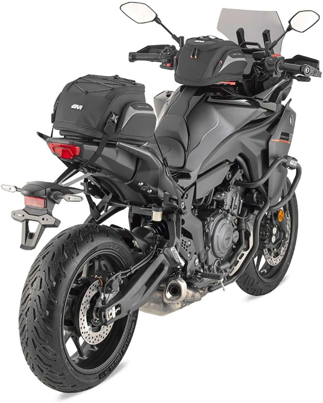 GIVI Borsa da Sella Moto EASY08 19-23L Estensibile con Copertura Antipioggia e Fissaggio a Cinghie - Nero
