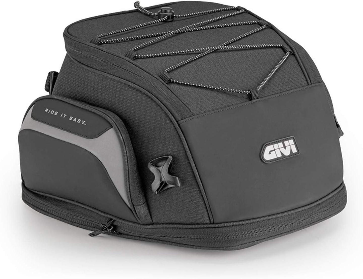 GIVI Borsa da Sella Moto EASY08 19-23L Estensibile con Copertura Antipioggia e Fissaggio a Cinghie - Nero