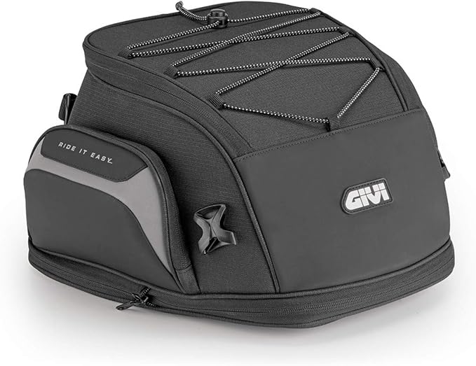 GIVI Borsa da Sella Moto EASY08 19-23L Estensibile con Copertura Antipioggia e Fissaggio a Cinghie - Nero