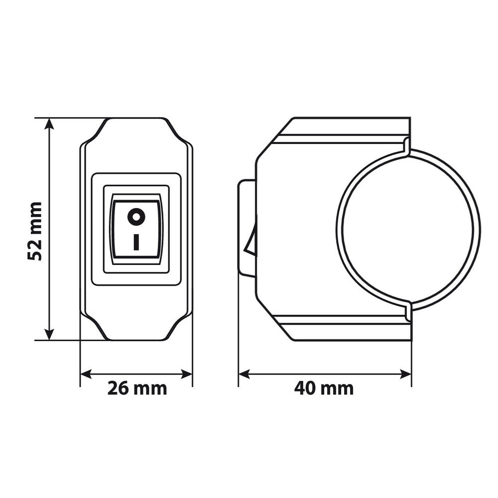Interruttore impermeabile 12 V 6 A - dimensioni
