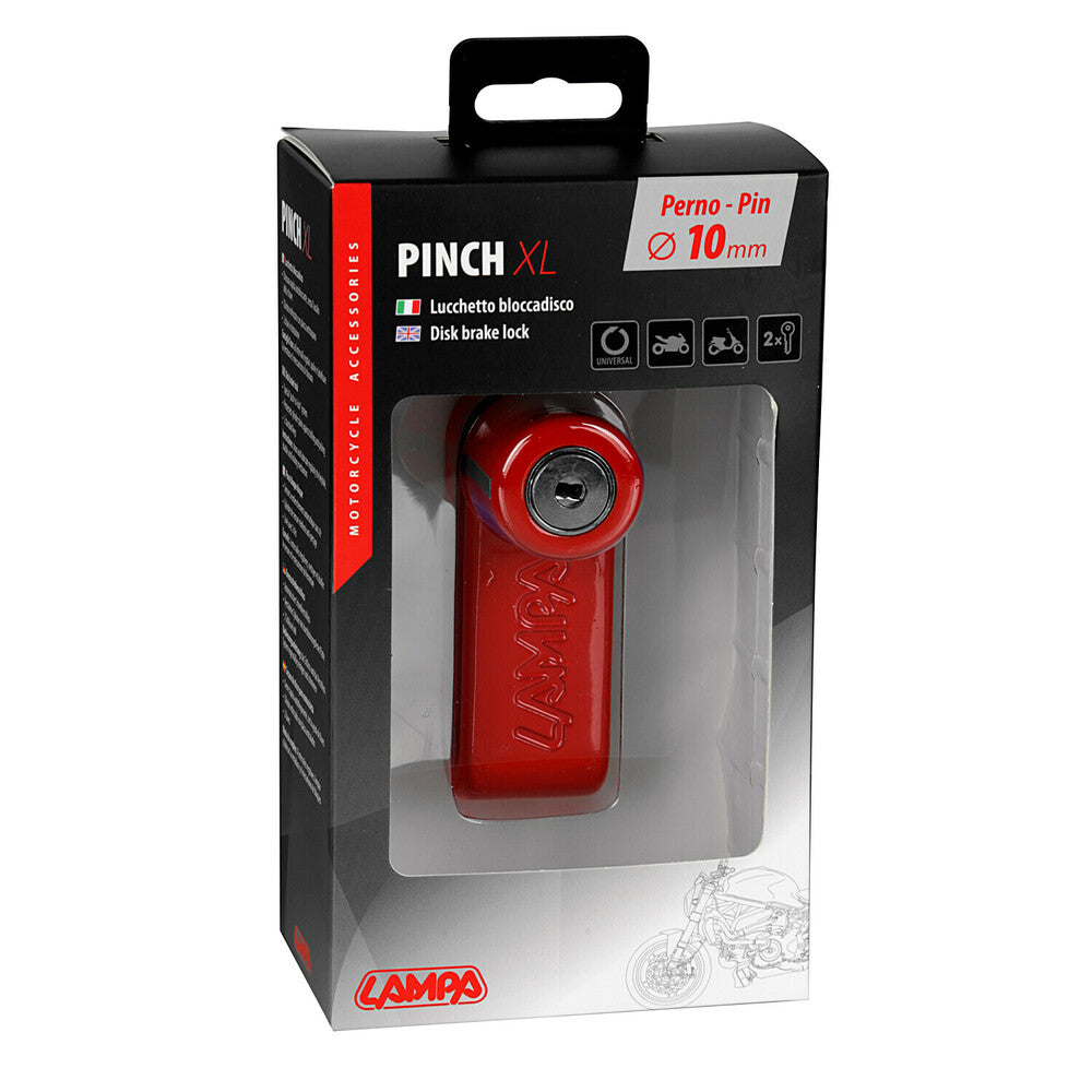 Pinch XL, lucchetto bloccadisco - Perno Ø 10 mm - Rosso