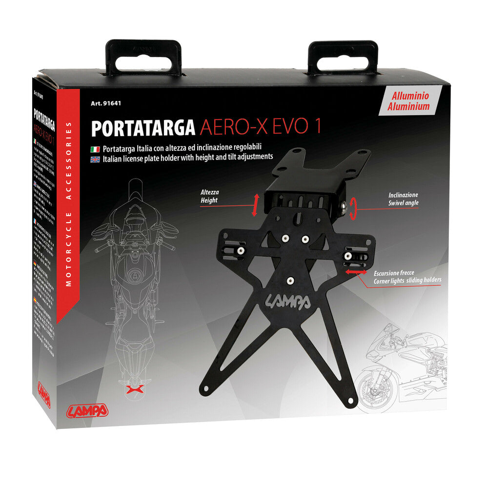 Aero-X Evo 1, portatarga Italia con altezza ed inclinazione regolabili