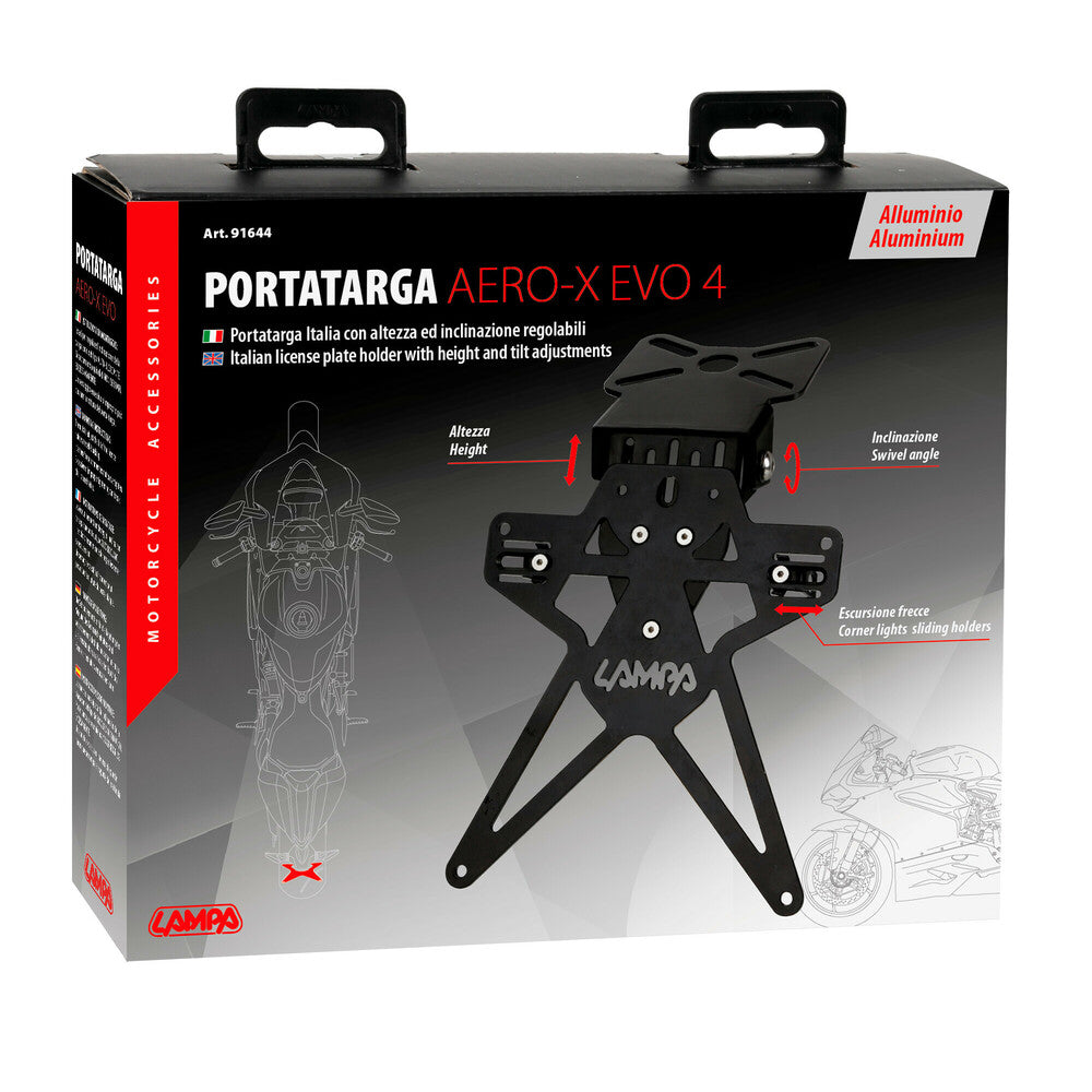 Aero-X Evo 4, portatarga Italia con altezza ed inclinazione regolabili