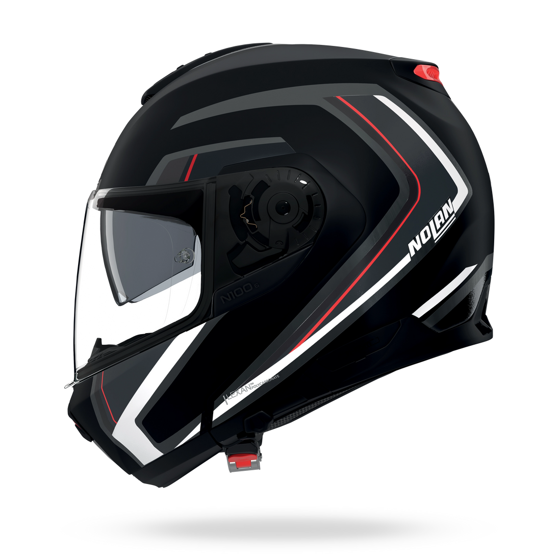 Nolan casco modulare N100-6 RADIANTE Nero / Argento / Rosso - XS
