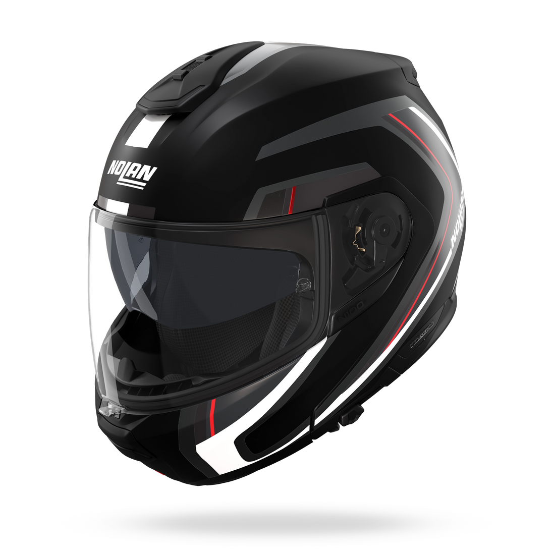 Nolan casco modulare N100-6 RADIANTE Nero / Argento / Rosso - XXS