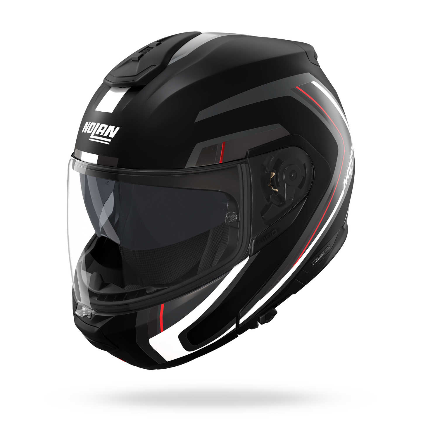 Nolan casco modulare N100-6 RADIANTE Nero / Argento / Rosso - XXS