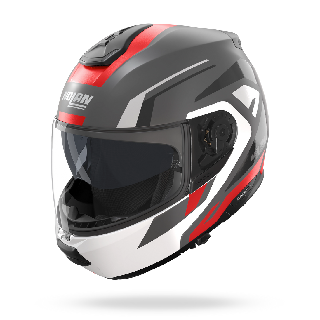 Nolan casco modulare N100-6 CINETICO Grigio lava / Bianco / Rosso - XXS