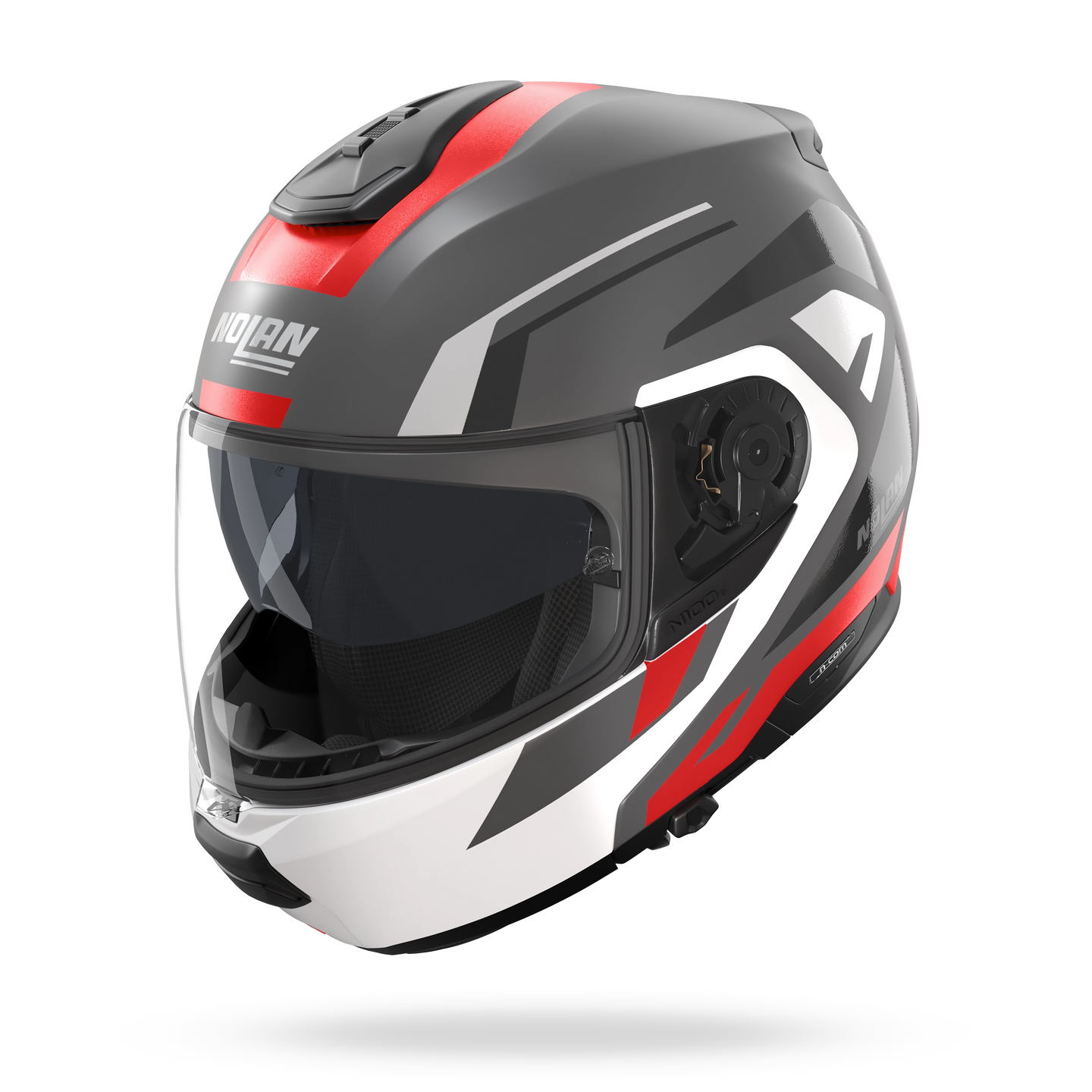 Nolan casco modulare N100-6 CINETICO Grigio lava / Bianco / Rosso - XXS