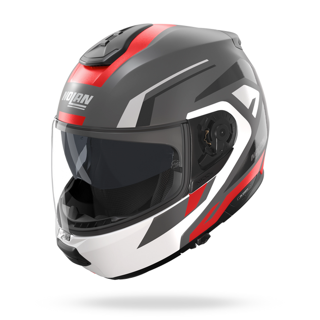 Nolan casco modulare N100-6 CINETICO Grigio lava / Bianco / Rosso - XXS