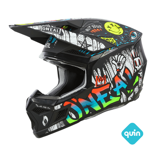 O'neal casco cross 3SRS Youth RANCID nero/bianco