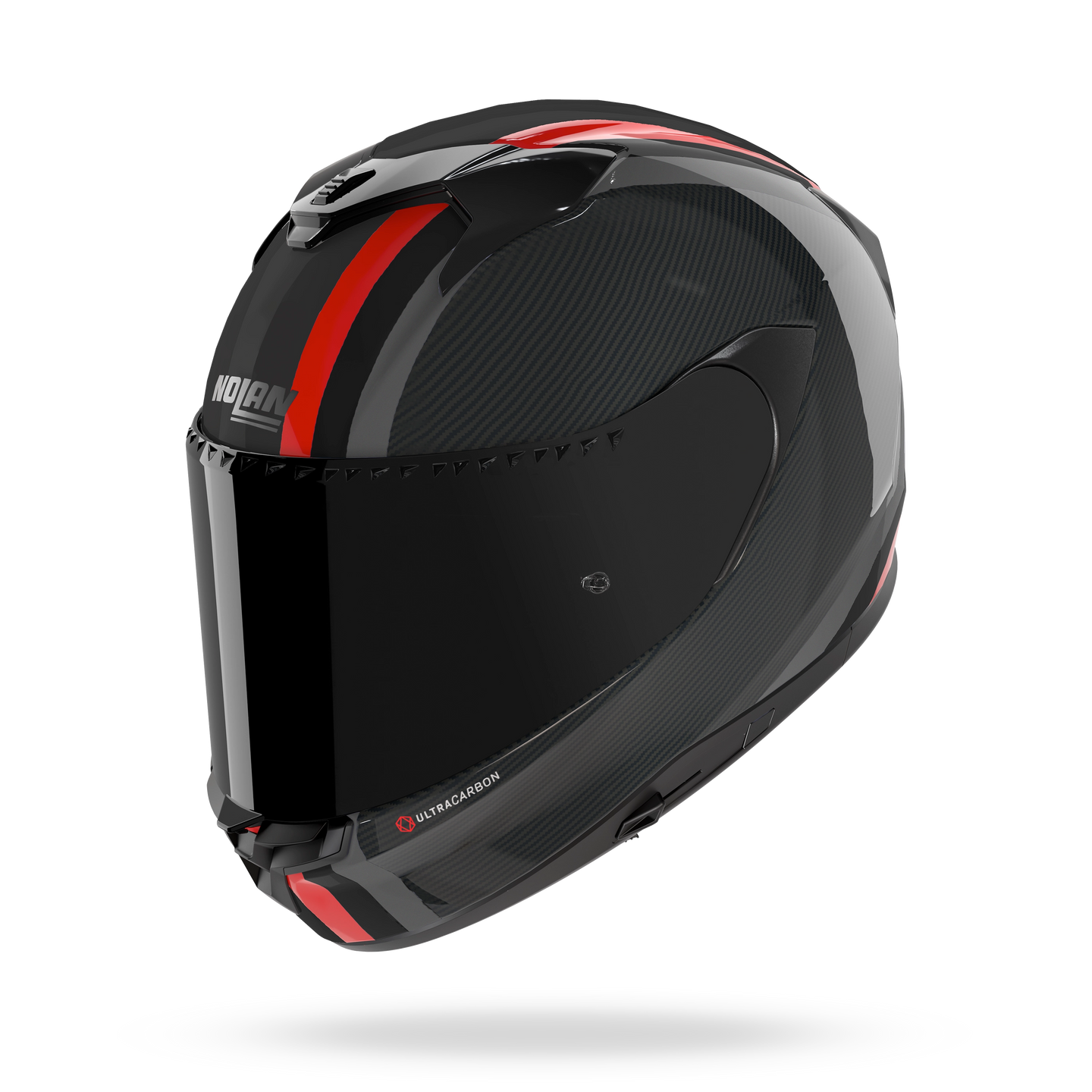 Nolan casco integrale X-904 ULTRA CARBON GEMINI Nero / Rosso / Antracite - vista 3/4