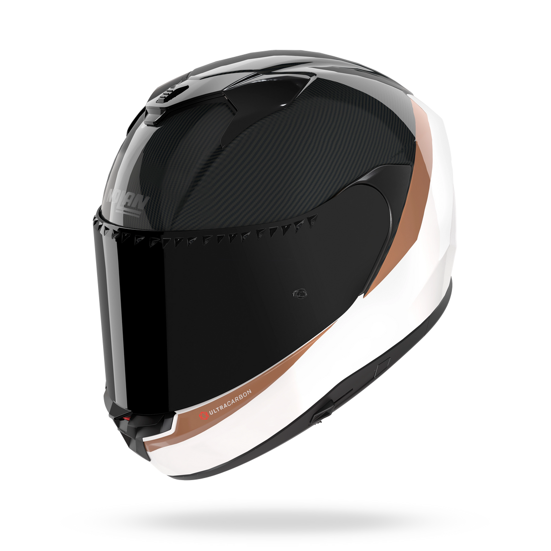 Nolan casco integrale X-904 ULTRA CARBON VERNICIATURA SPECIALE Bianco / Ocra - vista 3/4