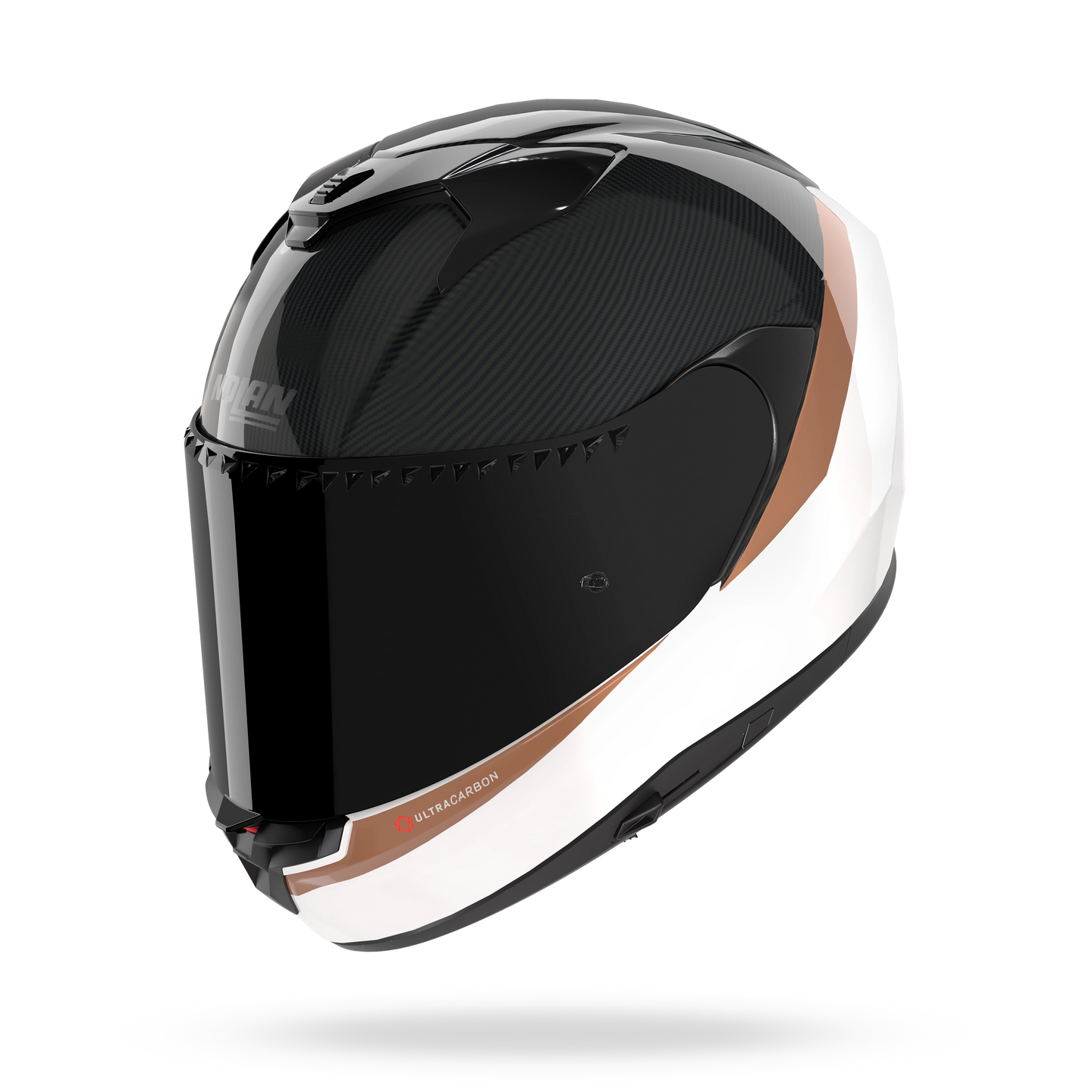 Nolan casco integrale X-904 ULTRA CARBON VERNICIATURA SPECIALE Bianco / Ocra - vista 3/4