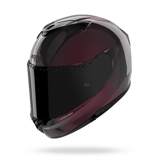 Nolan casco integrale X-904 ULTRA CARBON LIQUIDO Rosso - vista 3/4