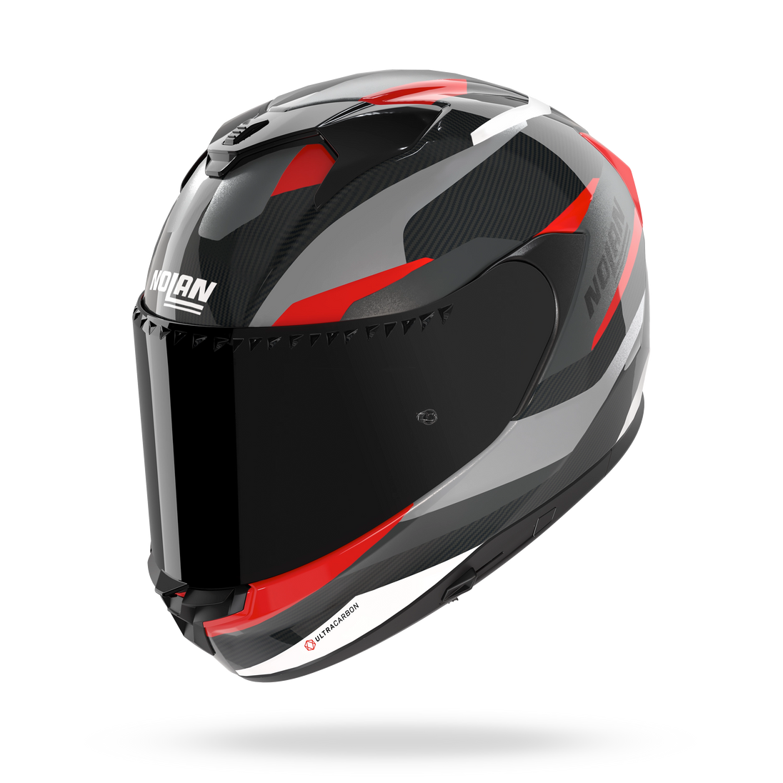 Nolan casco integrale X-904 ULTRA CARBON CALIBRO Carbon / Antracite / Rosso - vista 3/4
