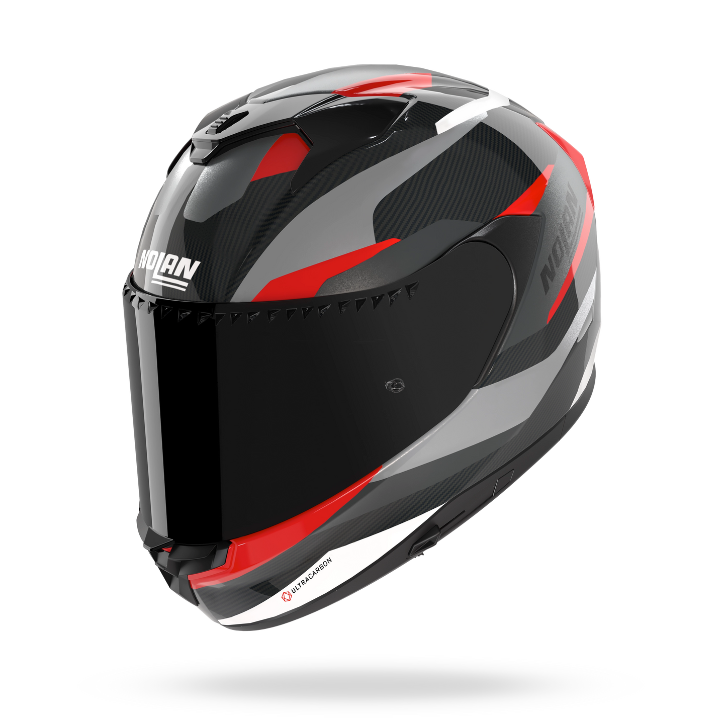 Nolan casco integrale X-904 ULTRA CARBON CALIBRO Carbon / Antracite / Rosso - vista 3/4