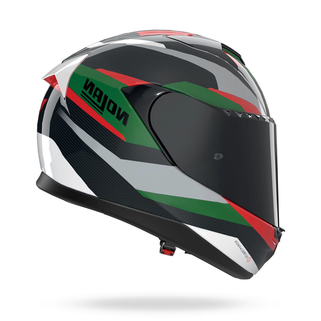 Nolan casco integrale X-904 ULTRA CARBON CALIBRO Argento / Verde / Rosso