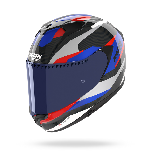 Nolan casco integrale X-904 ULTRA CARBON CALIBRO Antracite / Blu / Rosso - vista 3/4