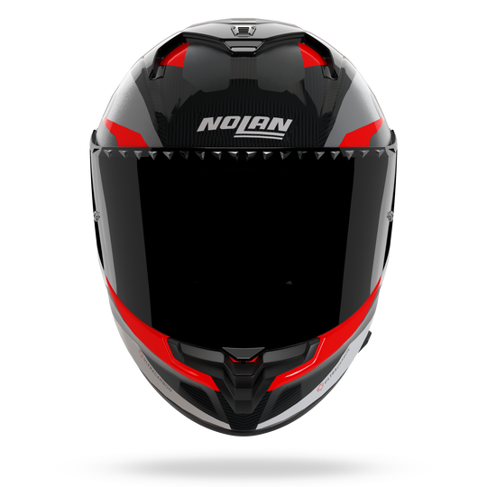 Nolan casco integrale X-904 ULTRA CARBON CALIBRO QUIN Antracite / Rosso - vista 3/4